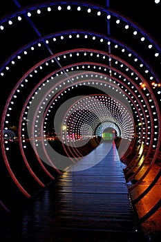 Light way Christmas Holiday Circle and tunnel of lights Trance