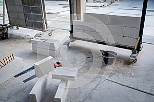 Light weight brick with tool prepare to masonry photo