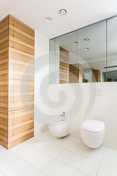 Light white bathroom with wainscot