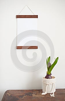 Light white frame on a white wall