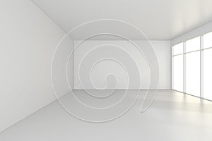 Light white room and big window. 3d rendering