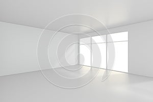 Light white room and big window. 3d rendering