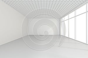Light white room and big window. 3d rendering