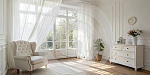 Light white room with big window