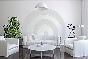 light white wall chair stylish and bright retro interior with design chair and standing next to a small table with a book and a
