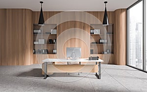 Light wooden CEO office interior