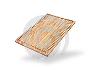 light wooden cutting board isolated on a white