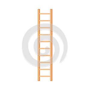 Light Wooden Step Ladder Standing Straight Vector Illustration