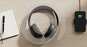 On a light wooden surface, a