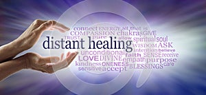 Light worker sending high frequency distant healing word cloud concept