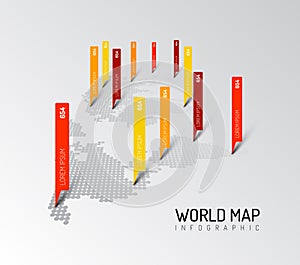 Light World map infographic template