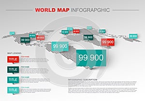Light World map infographic template