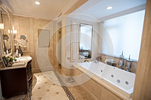 Light Yellow marble bathroom