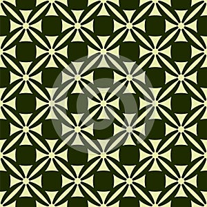 Light yellow  patterns on dark green background. Seamless pattern. Abstract vector.