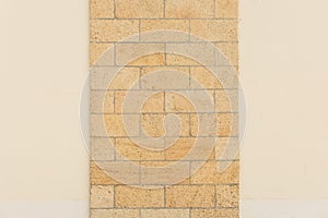 Light yellow sand wall brick blocks masonry shell texture background object design
