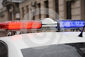 Lightbar of an emergency vehicle police car