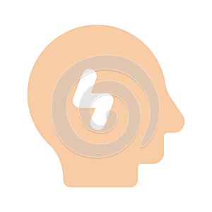 Lightbolt inside human mind, concept icon of brainstorming in trendy style