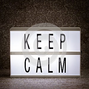 Lightbox with Powerful, Inspirational and Motivational Two Word Quote, Keep Calm