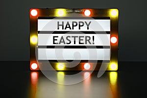 Lightbox with red and yellow lights with words - Happy Easter