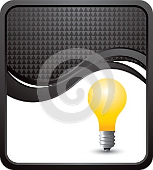 Lightbulb on black checkered wave background