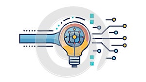 Lightbulb Brain AI Thinking, vector design Generative AI