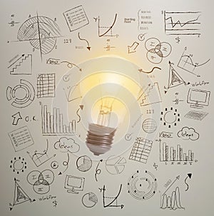 Lightbulb business wall background. concept for new ideas