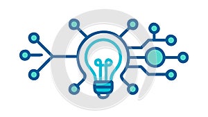 Lightbulb with circuit lines, representing digital innovation and technological ideas. vector design Generative AI