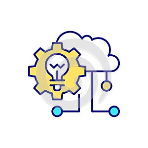 Lightbulb and cloud RGB color icon