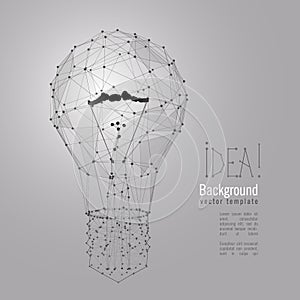 Lightbulb composed of polygon. Low poly vector illustration of a mesh. Wireframe connection structure