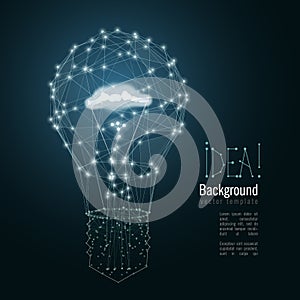 Lightbulb composed of polygon. Low poly vector illustration of a mesh. Wireframe connection structure