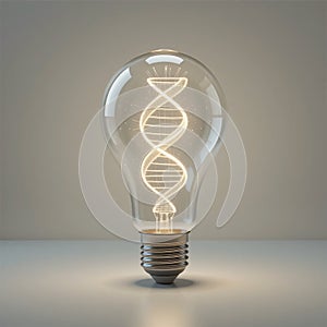 Lightbulb with dna helix and particles