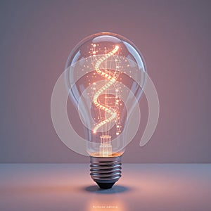 Lightbulb with dna strand and glow