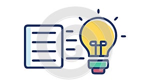 Lightbulb and Document for Creative Problem Solving, vector design Generative AI