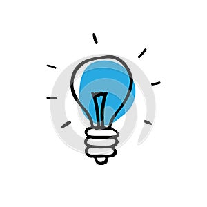 Lightbulb doodle icon, vector illustration