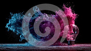 Exploding Idea: Light Bulb with Colorful Powder