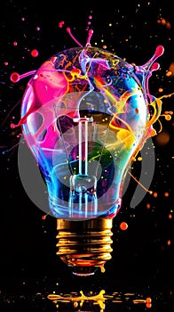 A Lightbulb Exploding with Vibrant Colors