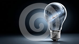 Lightbulb with a galaxy inside on a dark background