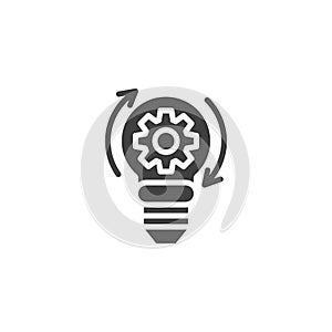 Lightbulb with gear or arrows vector icon