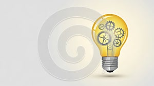 Lightbulb with Gears Inside Representing Innovation and Problem Solving