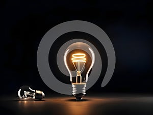 A lightbulb glowing with copy space background for creative thinking, problem solving solution, brainstorming, innovating concept