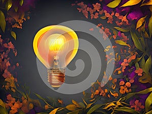 A lightbulb glowing with copy space background for creative thinking, problem solving solution, brainstorming, innovating concept