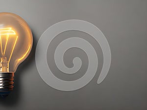 A lightbulb glowing with copy space background for creative thinking, problem solving solution, brainstorming, innovating concept