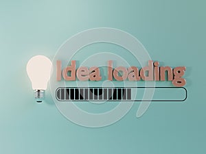 Lightbulb glowing with loading on blue background for creative thinking and problem solving solution concept by 3d render