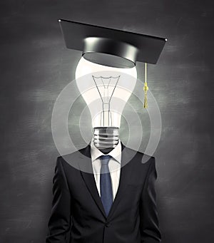 Lightbulb with graduation hat