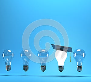 Lightbulb with graduation hat