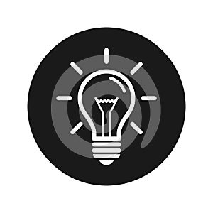 Lightbulb icon flat black round button vector illustration