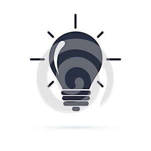 Lightbulb icon. Light bulb icon in a flat design in black color isolated on white background. Creative idea concept.