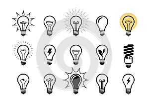 Lightbulb icon set. Light bulb, electricity, energy symbol or label. Vector illustration