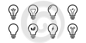 Lightbulb icon set. Vector isolated illustration. Light bulb icons collection