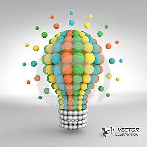 Lightbulb. Idea concept. 3d vector illustration
